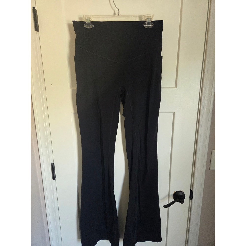 Halara Ultratall Black High Waisted Crossover Flare Leggings with Pockets XL